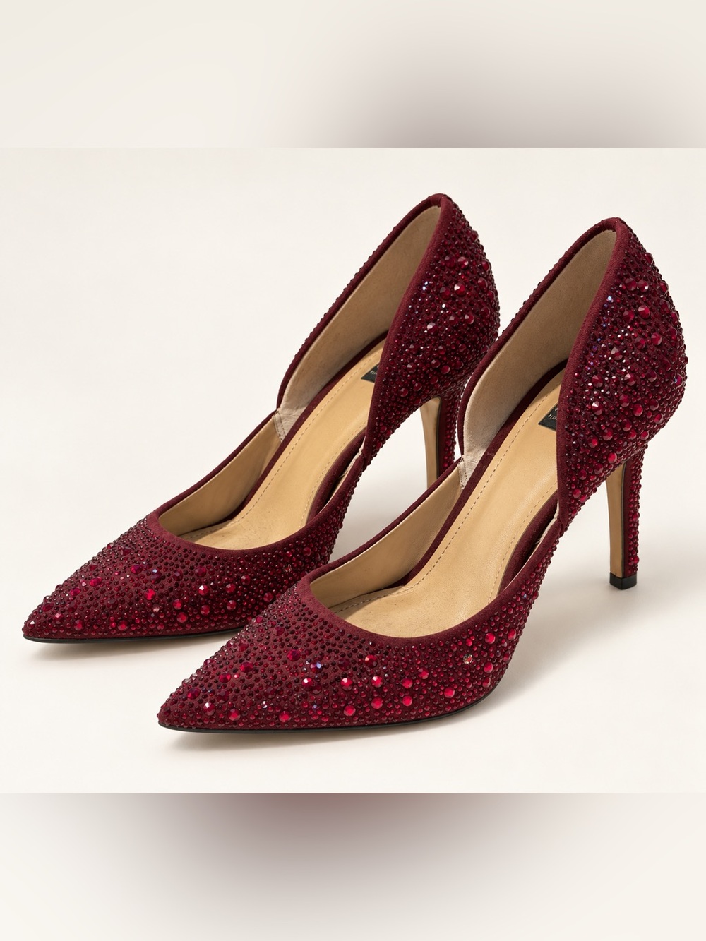White House Black Market Ella Grenadine Red Rhinestone d’Orsay Pumps Size 9M